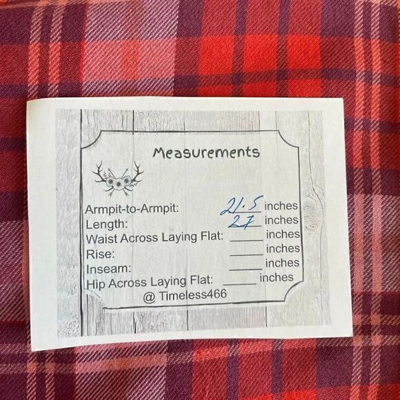 Land’s End Button -Up Shirt Cotton Women Red Pink Plaid Curved Hem SZ M #1766 - Picture 10 of 13